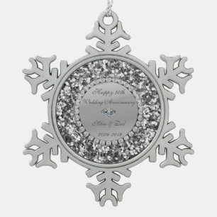 Adorno De Peltre Tipo Copo De Nieve Aniversario de bodas de oro de 50 años con diamant