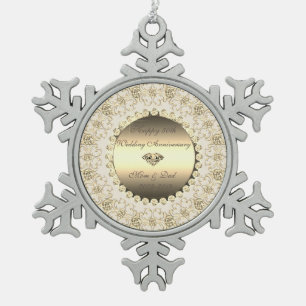 Adorno De Peltre Tipo Copo De Nieve Aniversario de Bodas de Oro Diamantes Florales 50