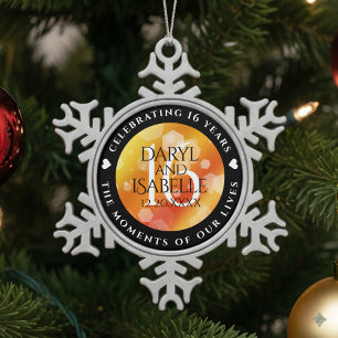 Adorno De Peltre Tipo Copo De Nieve Aniversario de bodas elegante de topacio dorado nú