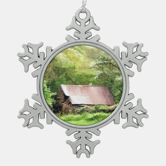 ADORNO DE PELTRE TIPO COPO DE NIEVE ANTIGUOS BARNS (Anverso)