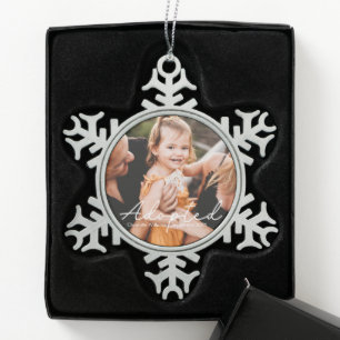 Adorno De Peltre Tipo Copo De Nieve Anuncio de Adopción de Foto Personalizada Moderna
