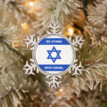 Adorno De Peltre Tipo Copo De Nieve Apoyamos el texto de Israel personalizado bandera<br><div class="desc">Apoyamos el texto personalizado de Israel: la bandera de Israel azul y blanco,  el ornamento patriótico moderno. Disponible en muchas formas. Bandera israelí.</div>
