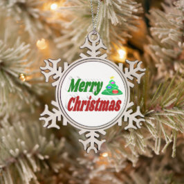 Adorno De Peltre Tipo Copo De Nieve Árbol de Navidad Alegre tipografía roja verde