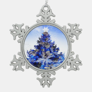 Adorno De Peltre Tipo Copo De Nieve Árbol de Navidad azul