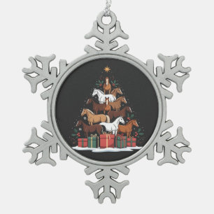 Adorno De Peltre Tipo Copo De Nieve Árbol de Navidad con forma de caballo Equino Navid