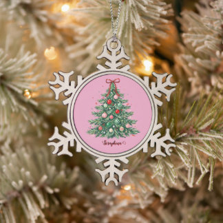 Adorno De Peltre Tipo Copo De Nieve Árbol de Navidad Coquette Elegante con Lazos y Nom