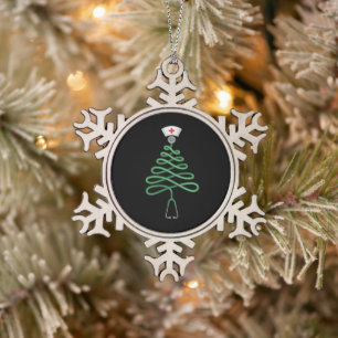 Adorno De Peltre Tipo Copo De Nieve Árbol de Navidad estetoscopio enfermera mopa Navid