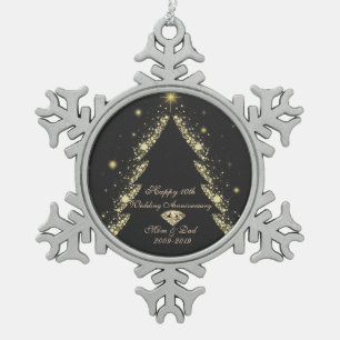 Adorno De Peltre Tipo Copo De Nieve Árbol de oro, aniversario de bodas de diamante 10