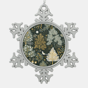 Adorno De Peltre Tipo Copo De Nieve Árboles de Navidad vintage boho blanco verde dorad