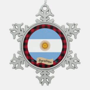 Adorno De Peltre Tipo Copo De Nieve Argentina patriótica, mancha de búfalo, bandera ar