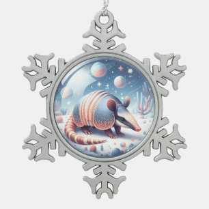 Adorno De Peltre Tipo Copo De Nieve Armadillo con fondo cósmico