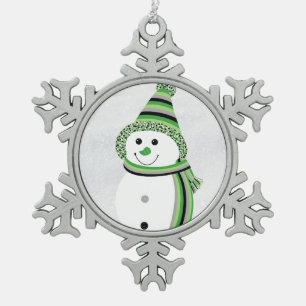 Adorno De Peltre Tipo Copo De Nieve Aro Pride Snowman Snowman Snowperson Green