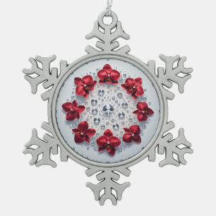 Adorno De Peltre Tipo Copo De Nieve Arreglo floral elegante con orquídeas rojas