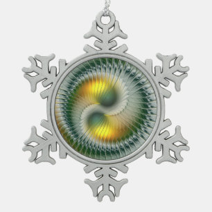 Adorno De Peltre Tipo Copo De Nieve Arte abstracto fractal de colores de Navidad Yin Y