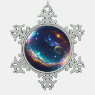 Adorno De Peltre Tipo Copo De Nieve Arte de fantasía de la galaxia de la burbuja cósmi