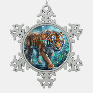 Adorno De Peltre Tipo Copo De Nieve Arte de Tigre Generado por IA