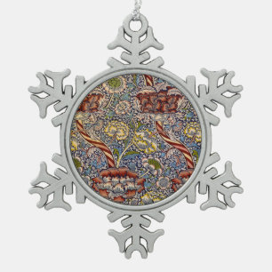 Adorno De Peltre Tipo Copo De Nieve Arte floral azul marino de William Morris Wandle
