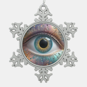 Adorno De Peltre Tipo Copo De Nieve Arte fractal de ojo azul,
