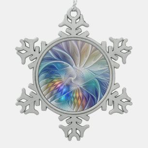 Adorno De Peltre Tipo Copo De Nieve Arte Fractal Floral, Flor Abstrata Colorida