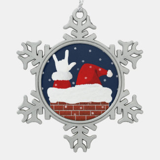 Adorno De Peltre Tipo Copo De Nieve ASL Santa Navidad Ornamento I Love You ILY en ASL