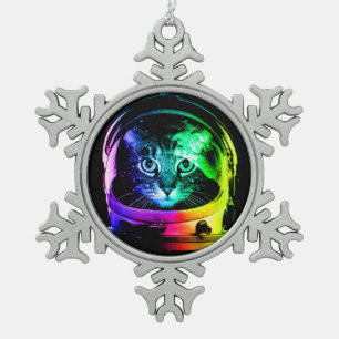 Adorno De Peltre Tipo Copo De Nieve Astronauta de un gato colorido