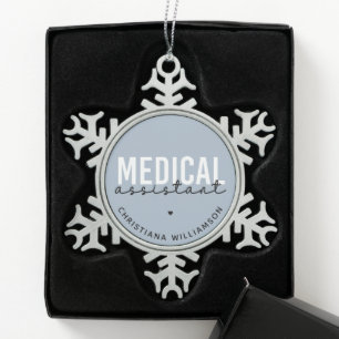 Adorno De Peltre Tipo Copo De Nieve Auxiliar Médico personalizado Regalo de ayudante