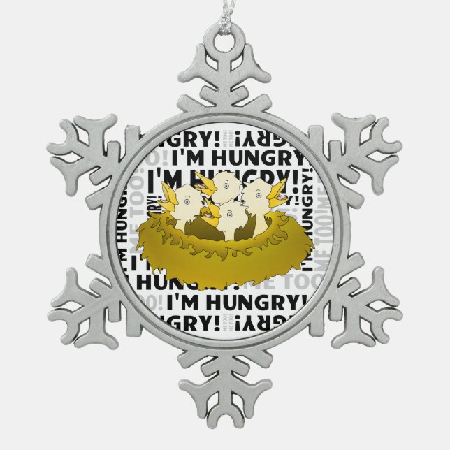 Adorno De Peltre Tipo Copo De Nieve Aves hambrientas (Anverso)