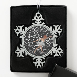 Adorno De Peltre Tipo Copo De Nieve B&W Círculos Retro Bailarina Bonita Danza