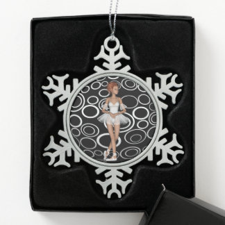 Adorno De Peltre Tipo Copo De Nieve B&W Círculos Retro Bailarina de Pie
