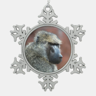 Adorno De Peltre Tipo Copo De Nieve Babuino verde oliva gruñón