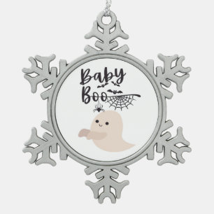 Adorno De Peltre Tipo Copo De Nieve Baby Boo Cute Halloween Imprimir Estilo de Vintage