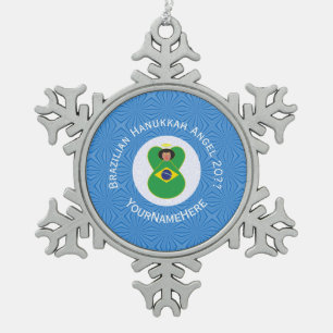 Adorno De Peltre Tipo Copo De Nieve Bandera de Ángel de Hanukkah brasileña personaliza