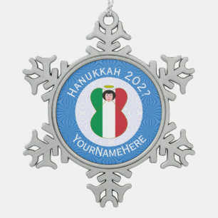 Adorno De Peltre Tipo Copo De Nieve Bandera de ángel italiano para Hanukkah