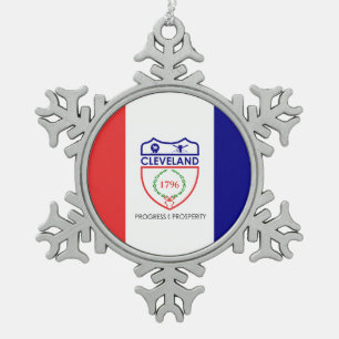 Adorno De Peltre Tipo Copo De Nieve Bandera de Cleveland, Navidades de Ohio Snowflake