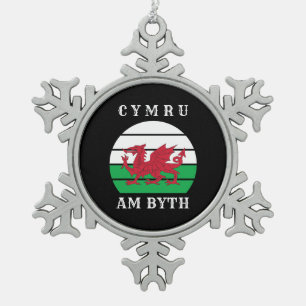 Adorno De Peltre Tipo Copo De Nieve Bandera de Gales Cymru Am Byth Orgulloso de ser ga