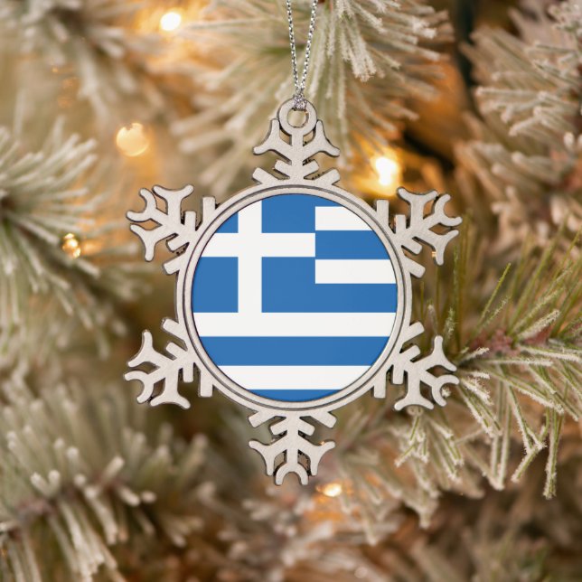 Adorno De Peltre Tipo Copo De Nieve Bandera de Grecia (Árbol)