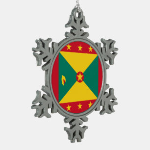 Adorno De Peltre Tipo Copo De Nieve Bandera de Grenada