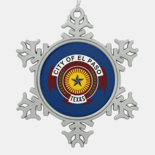 Adorno De Peltre Tipo Copo De Nieve Bandera de la ciudad de El Paso, Texas