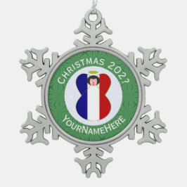 Adorno De Peltre Tipo Copo De Nieve Bandera de los Navidades de ángel de Francia perso