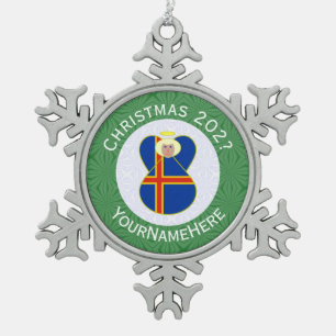 Adorno De Peltre Tipo Copo De Nieve Bandera de Navidad personalizada de Ålander Angel