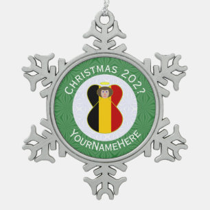 Adorno De Peltre Tipo Copo De Nieve Bandera de Navidad personalizada del ángel belga