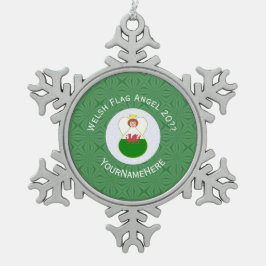 Adorno De Peltre Tipo Copo De Nieve Bandera de Navidades de ángel galés personalizada