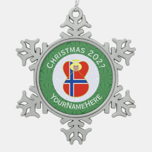 Adorno De Peltre Tipo Copo De Nieve Bandera de Navidades de ángel noruego personalizad