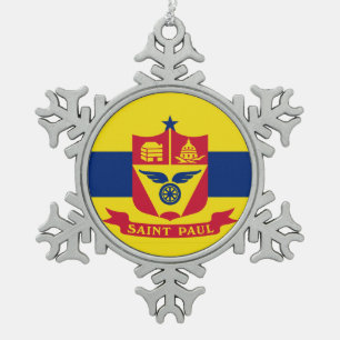 Adorno De Peltre Tipo Copo De Nieve Bandera de San Pablo, Minnesota Copo de Nieve