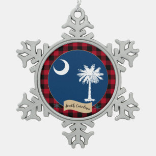 Adorno De Peltre Tipo Copo De Nieve Bandera patriótica de Carolina del Sur, mancha roj