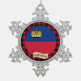 Adorno De Peltre Tipo Copo De Nieve Bandera patriótica de Liechtenstein, manta roja de