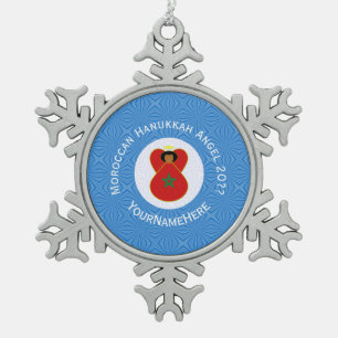 Adorno De Peltre Tipo Copo De Nieve Bandera personalizada del ángel marroquí de Hanukk