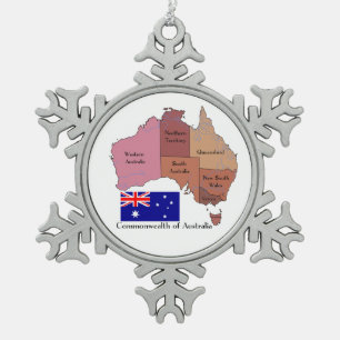 Adorno De Peltre Tipo Copo De Nieve Bandera y mapa de Australia