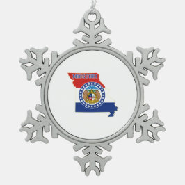 Adorno De Peltre Tipo Copo De Nieve Bandera y mapa del estado de Missouri