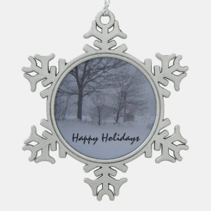 Adorno De Peltre Tipo Copo De Nieve Barn en una tormenta de nieve de Maine